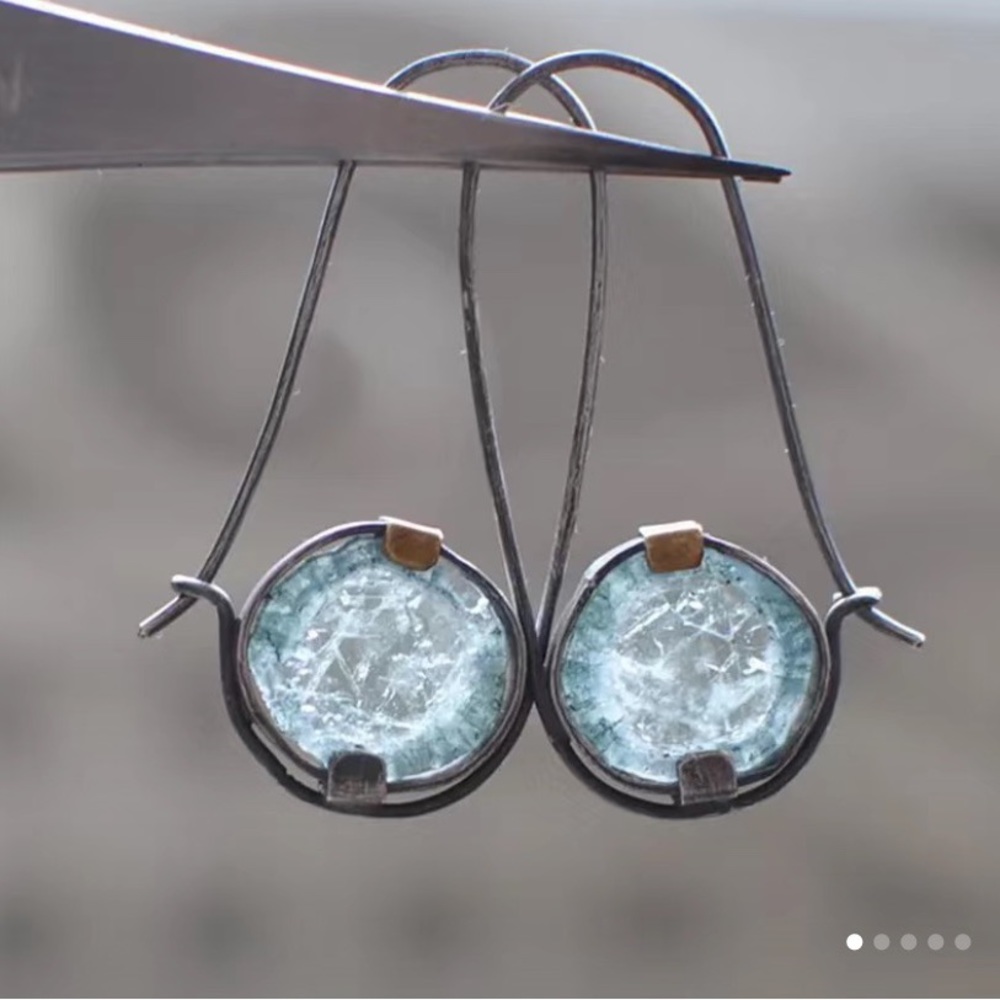 COPY - Round Moonstone Dangle Earrings